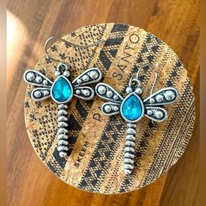 Dragonfly Blue Gem Earrings